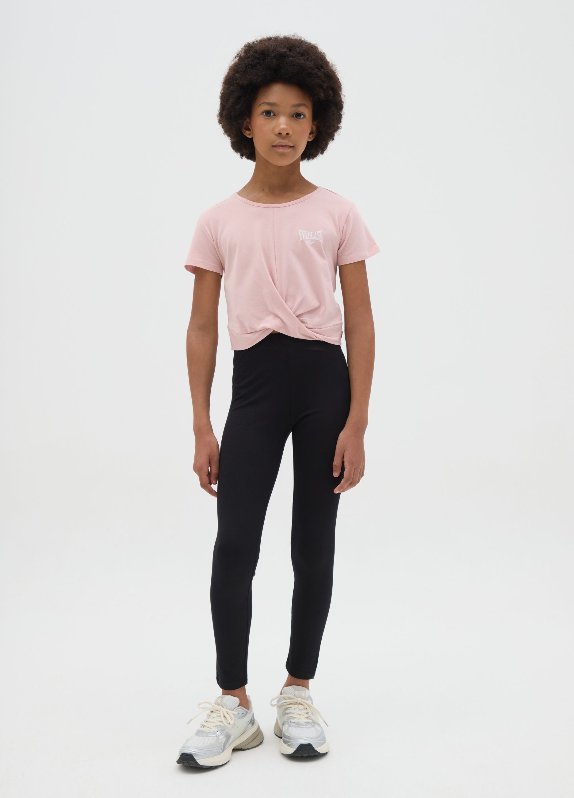 Black stretch cotton leggings for girls by OVS Kids