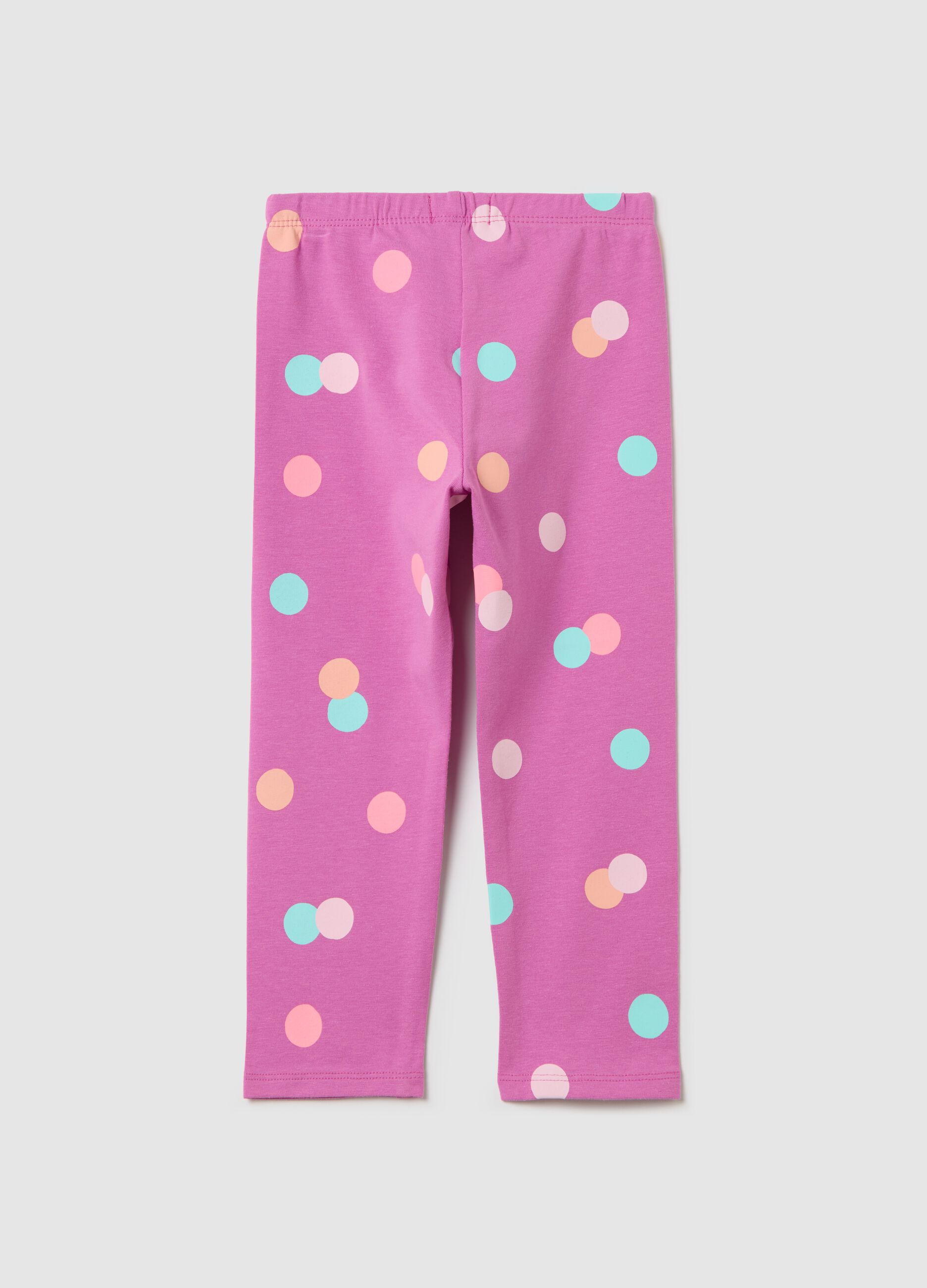 Pink three-quarter leggings in stretch cotton