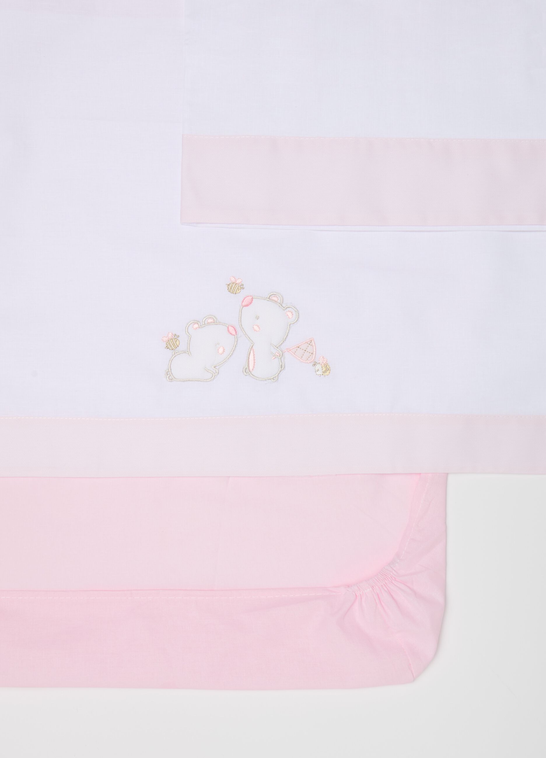 Tris culla in cotone con ricamo orsetti e api