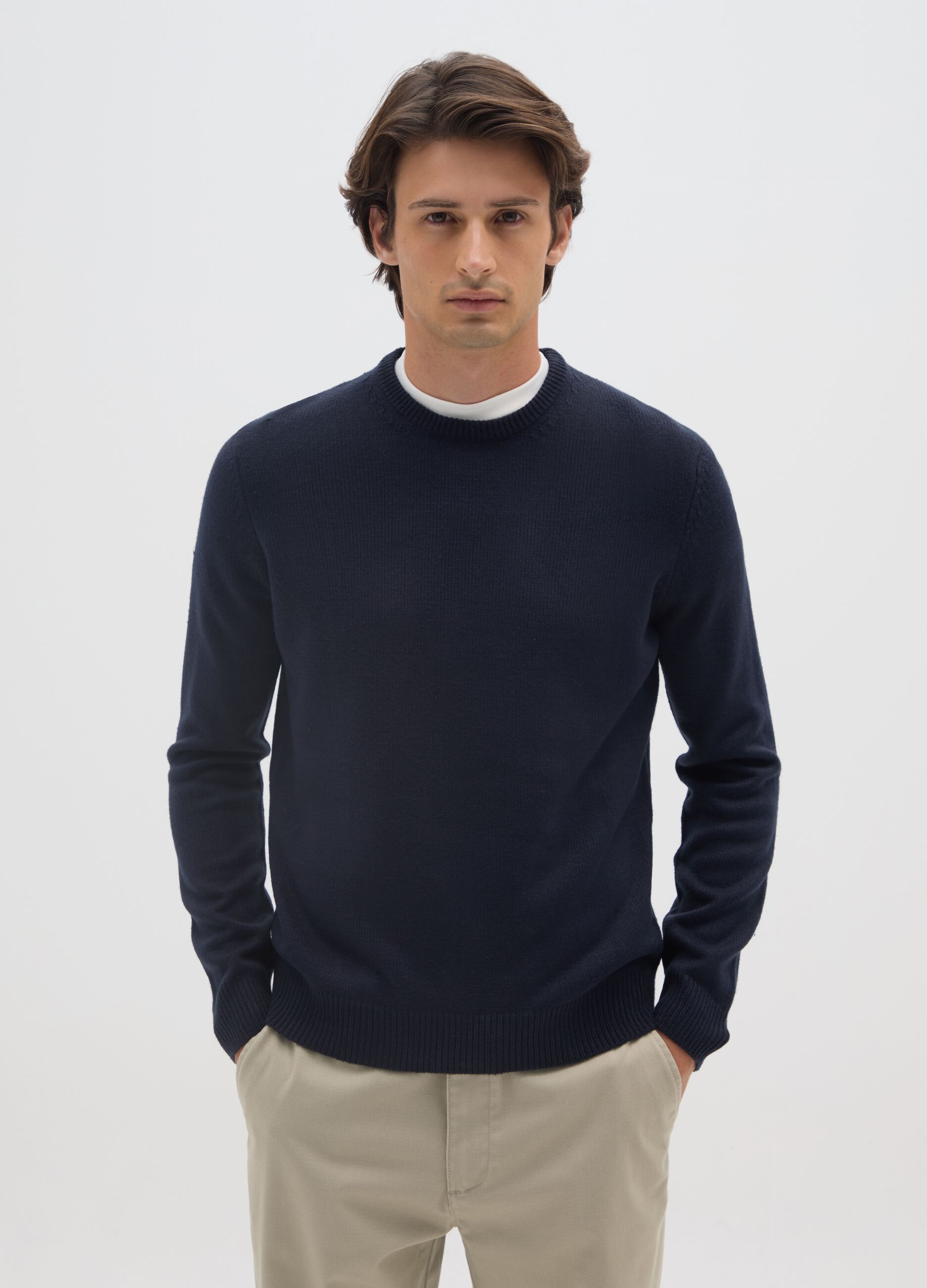 Maglione con girocollo blu regular fit