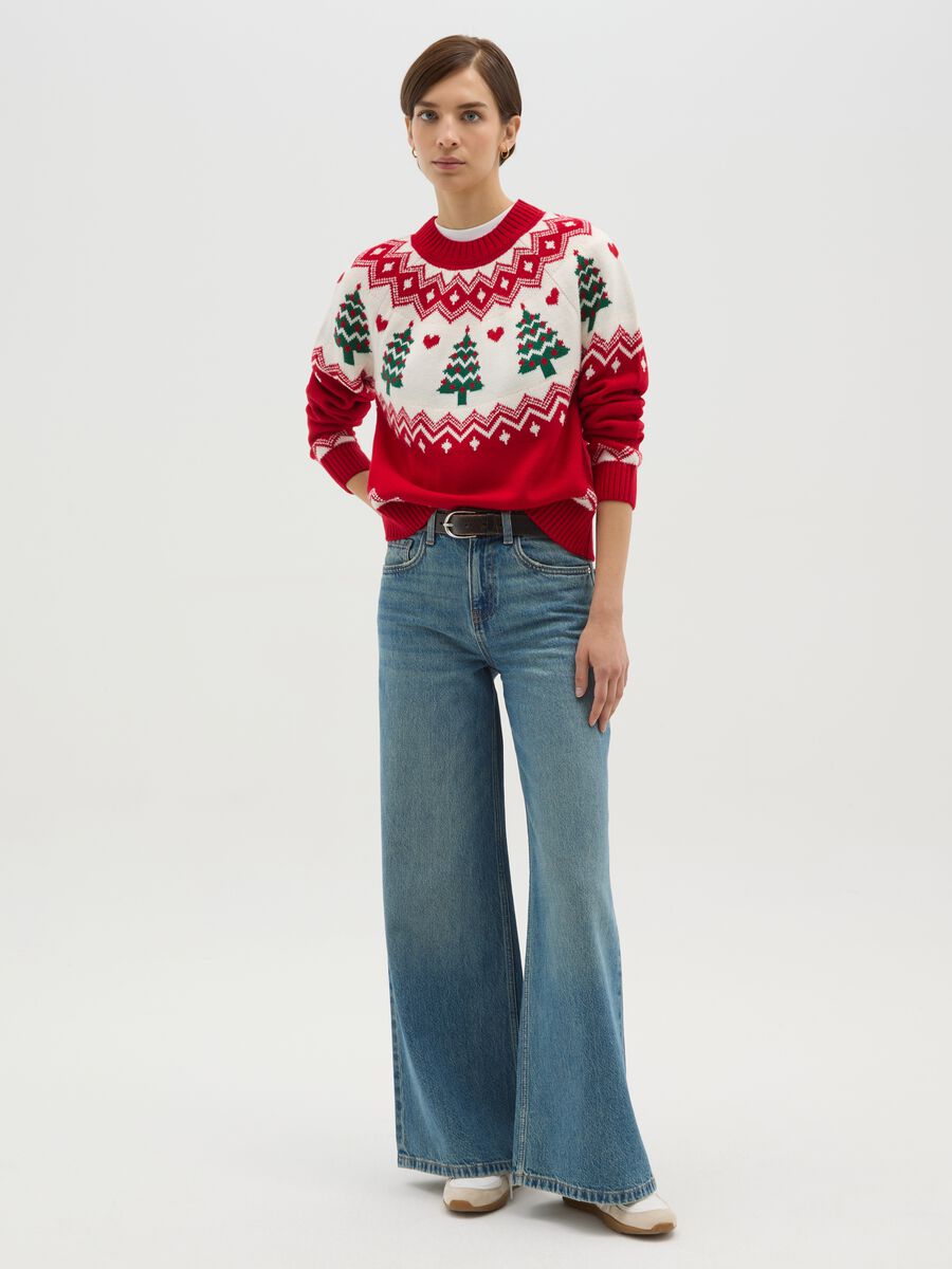 Multicoloured regular fit Christmas crewneck jumper_1