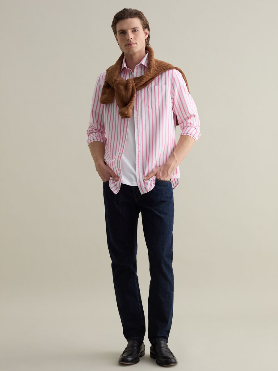 Striped button-down shirt with pocket_1