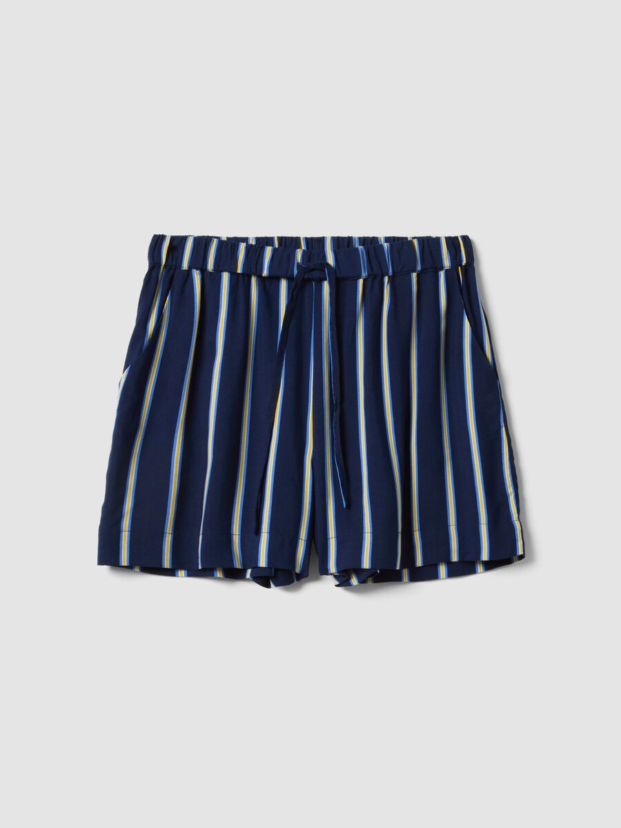 Shorts blu a righe in pura viscosa_4