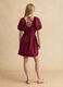 Abito midi rosso in puro cotone con cintura_2