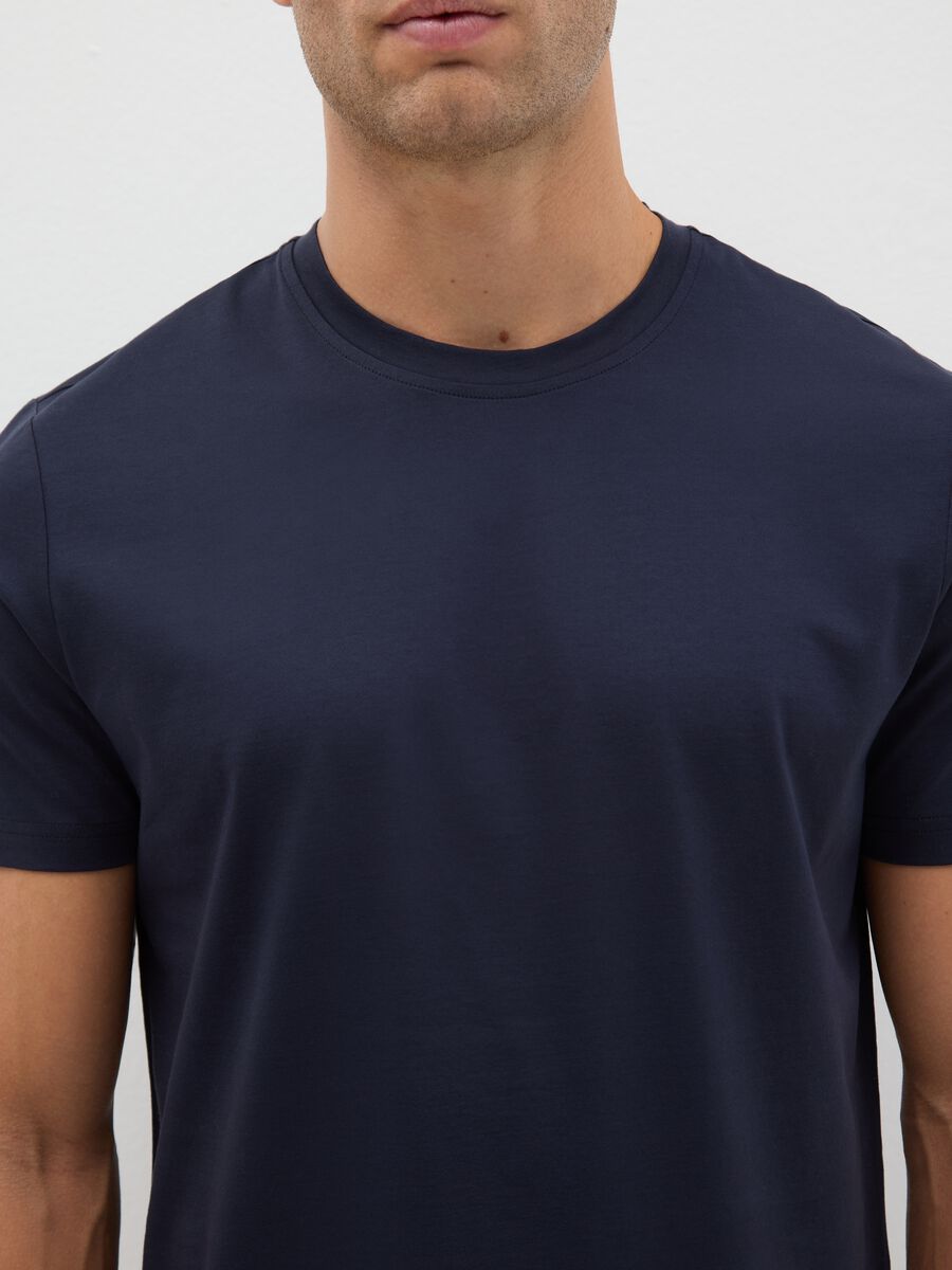 Blue pure cotton regular fit t-shirt_1