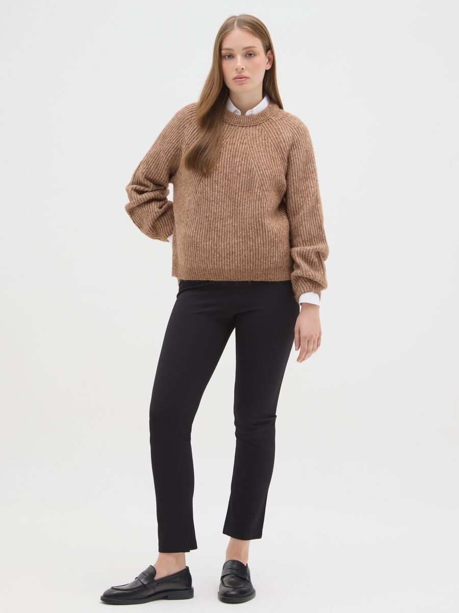 Black Stretch Regular Fit Leggings_0