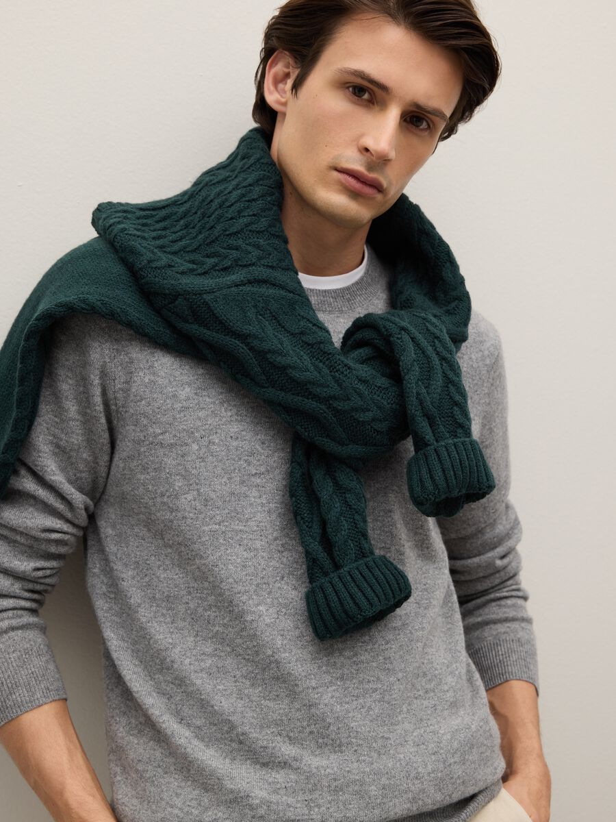 Grey crew neck pullover in pure cashmere, regular fit_0