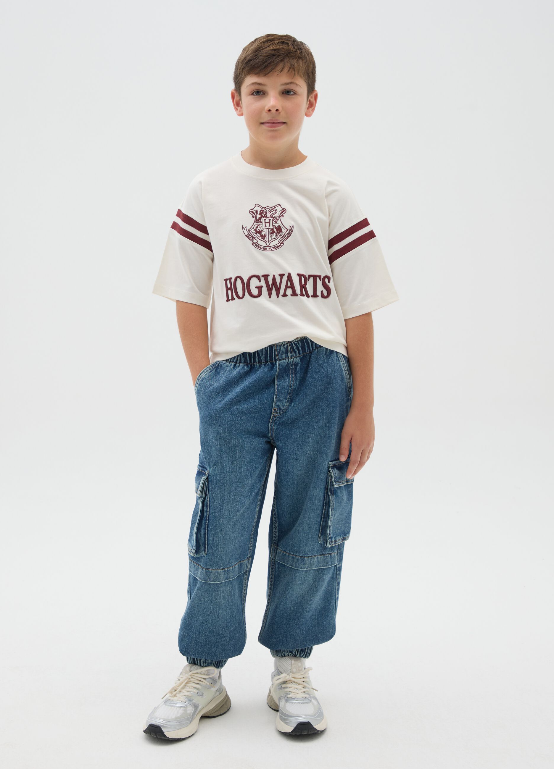 Boys' relaxed fit pure cotton denim trousers