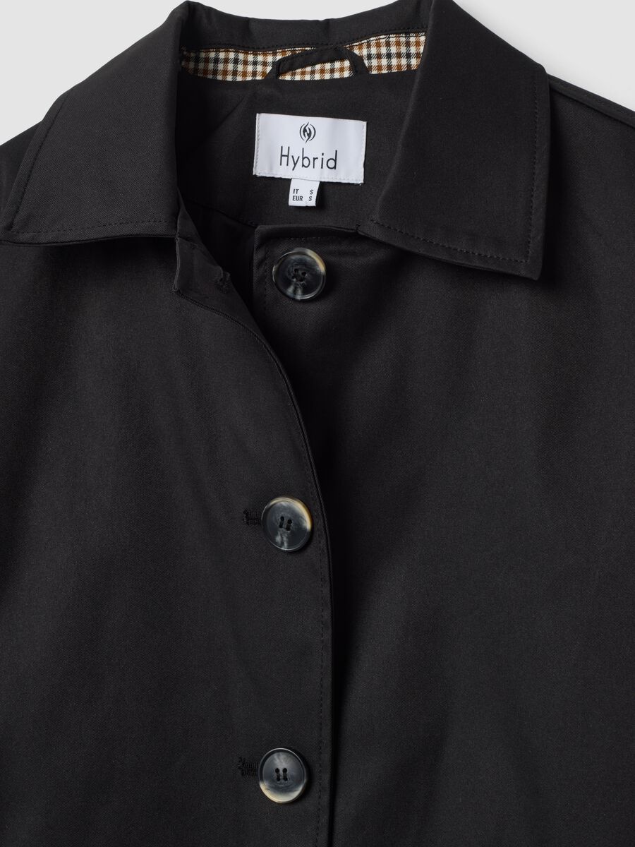 Parka nero regular fit con bottoni e tasche oblique_1