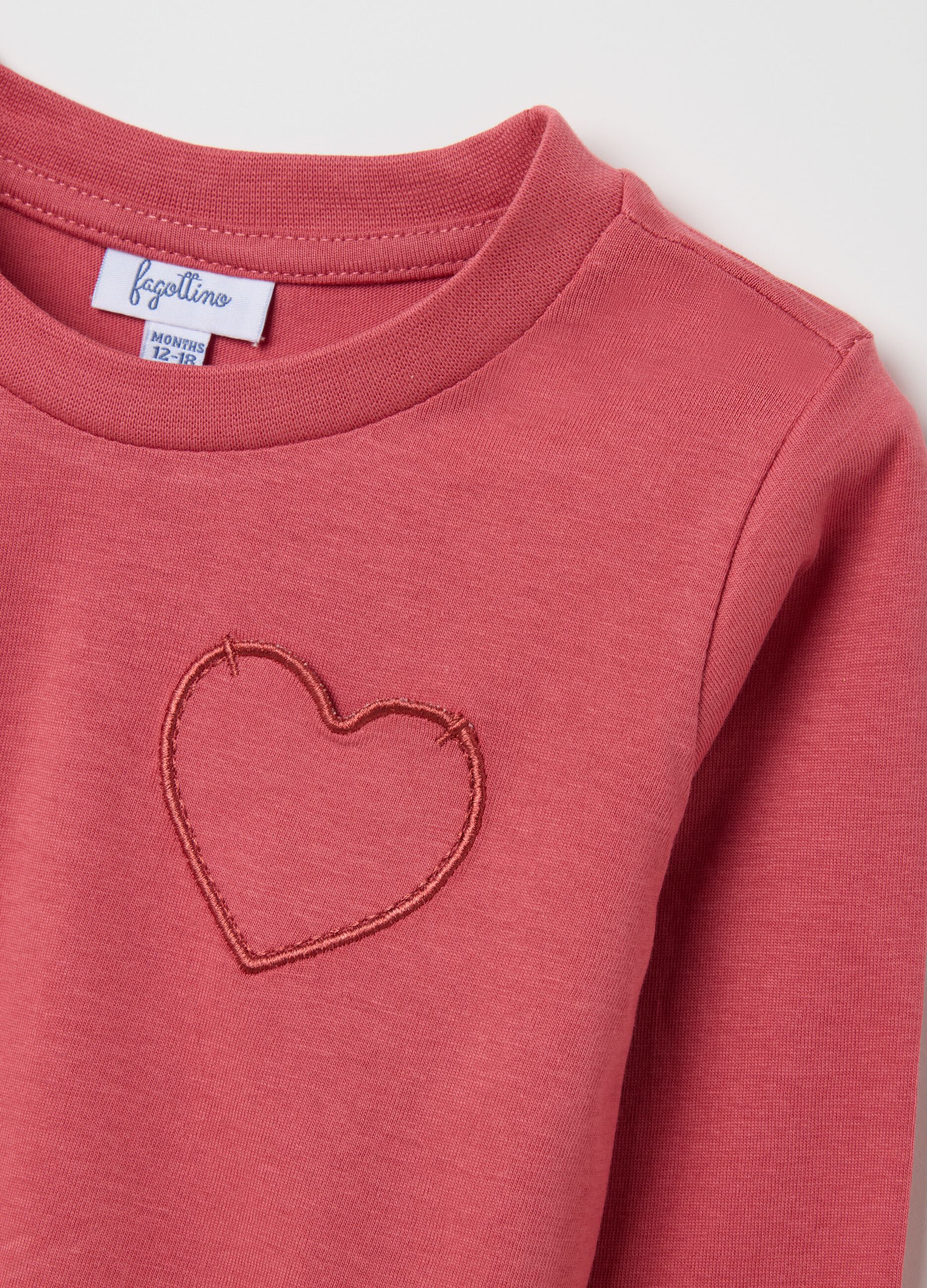 Girls' Long Sleeve Pink Cotton T-shirt