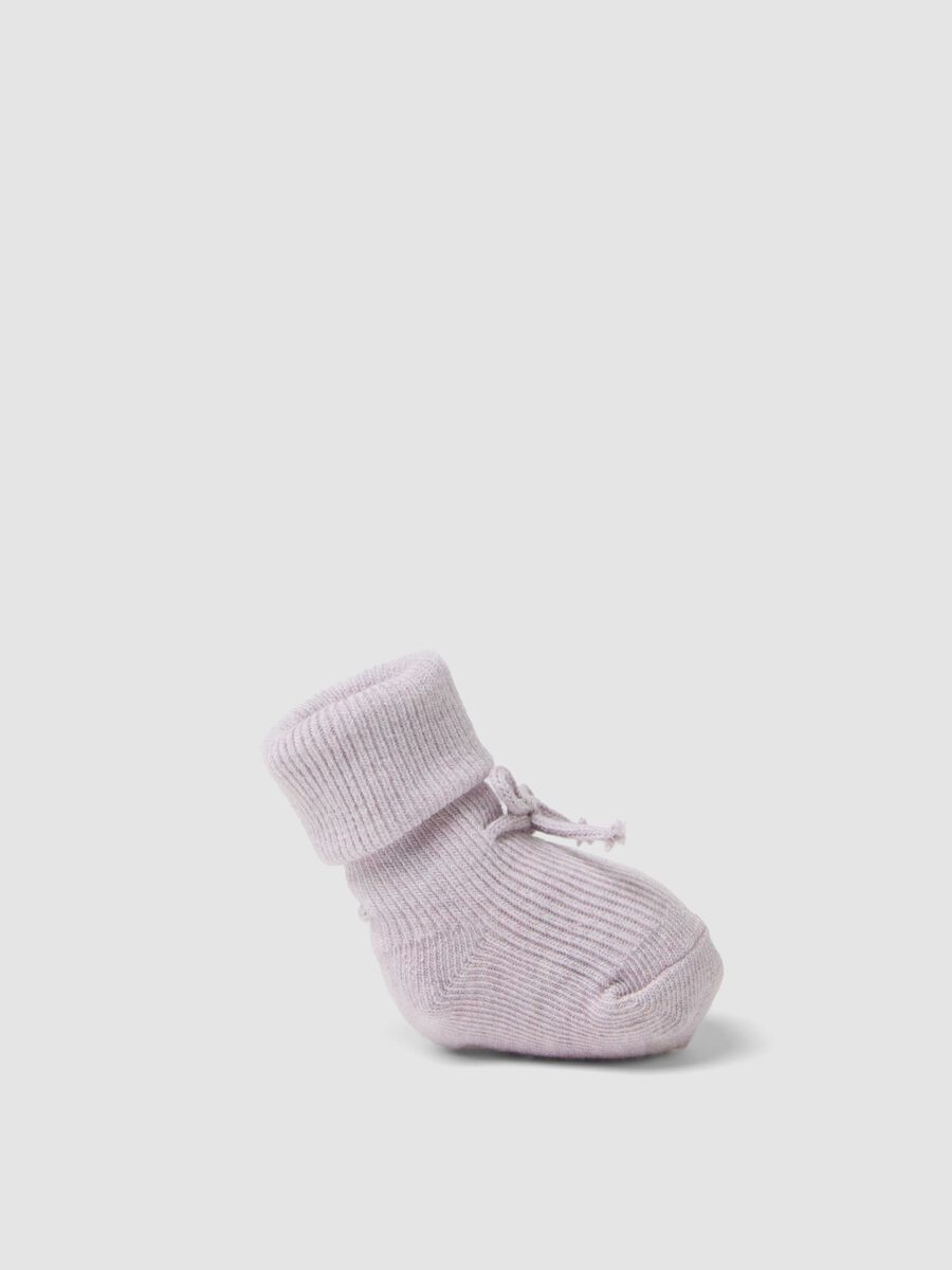 Scarpine rosa in maglia di cotone organico per neonata_0