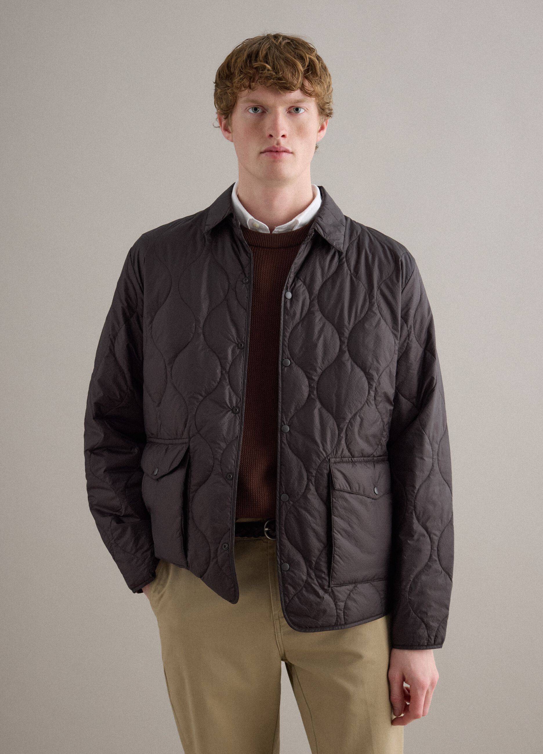 Brown husky jacket regular fit with zip