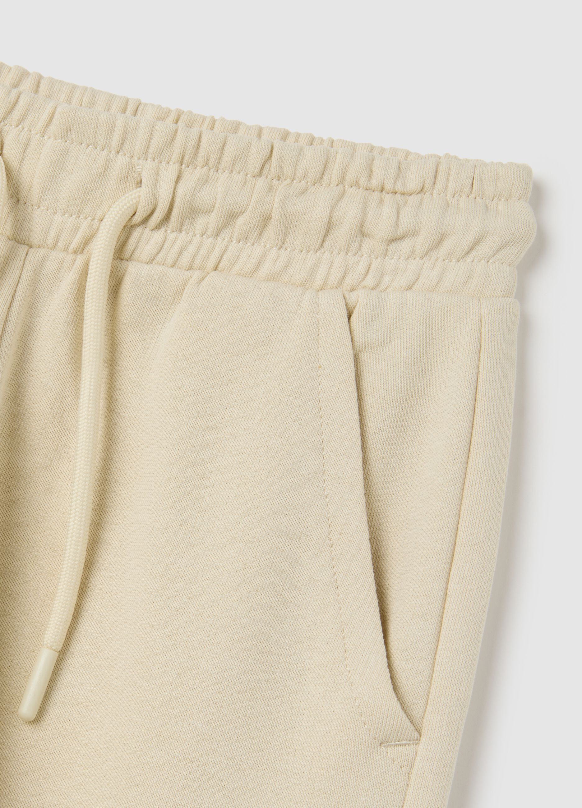 Children's beige regular fit cotton trousers