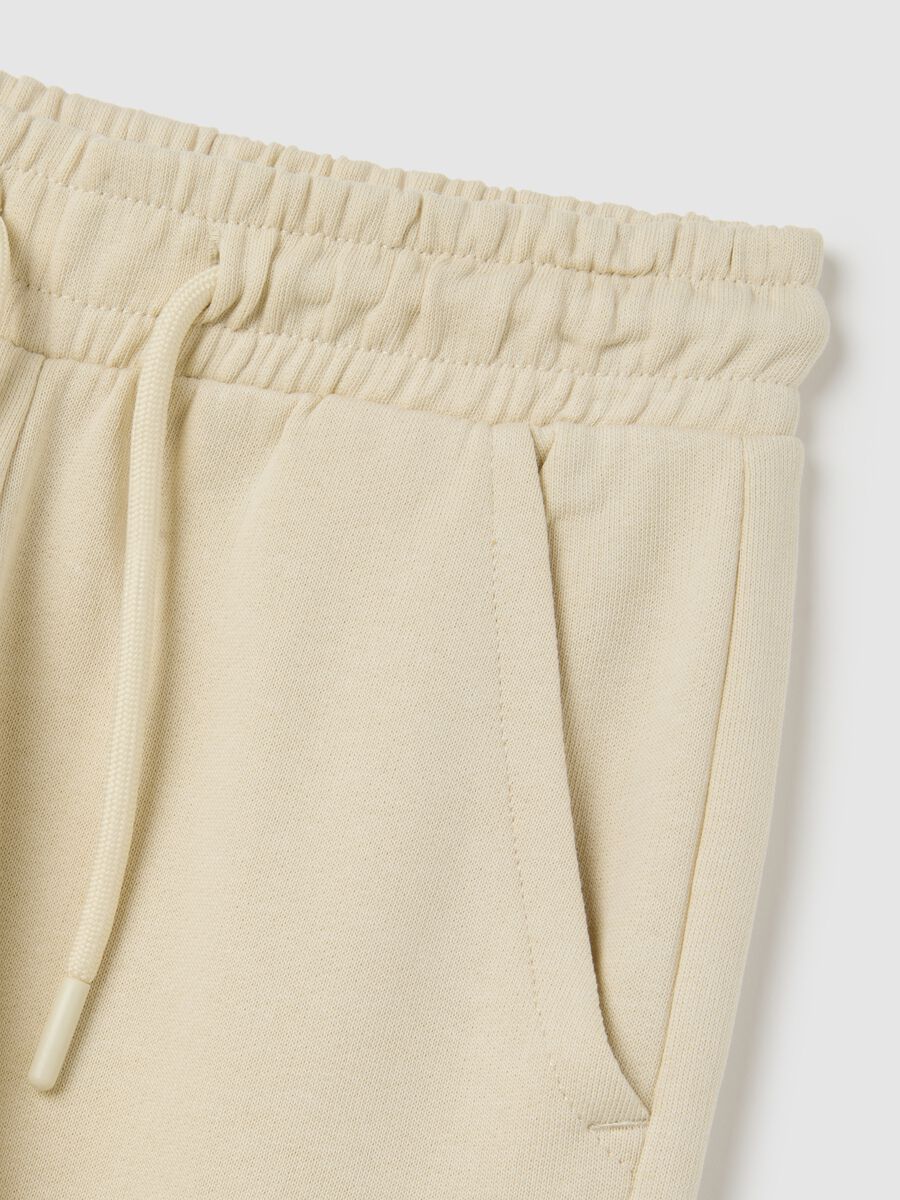 Children's beige regular fit cotton trousers_3