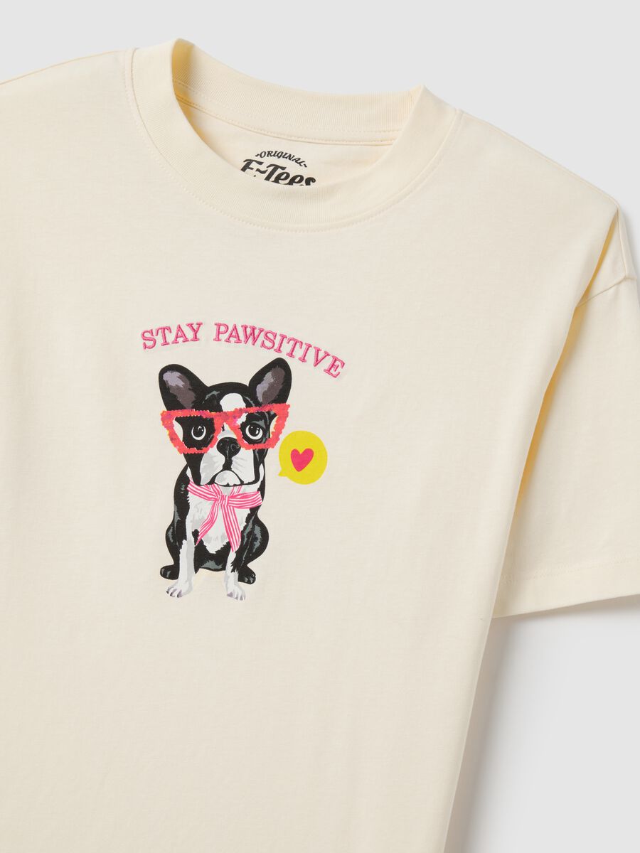 Beige Regular Fit Pure Cotton T-shirt with Print_5