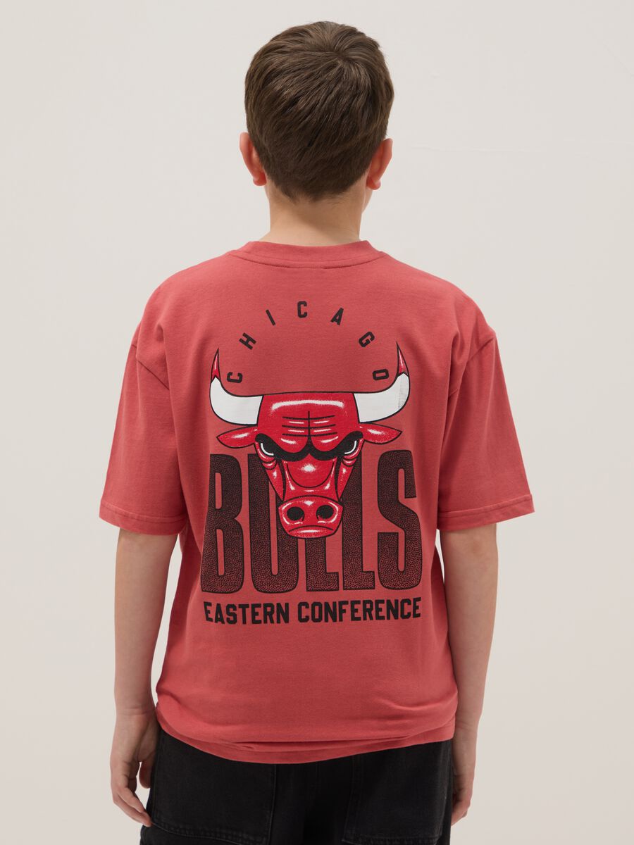 Kids' Red Pure Cotton Oversize Fit Chicago Bulls T-shirt_1