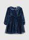 Baby girl's stretch blue velour dress with glitter_0