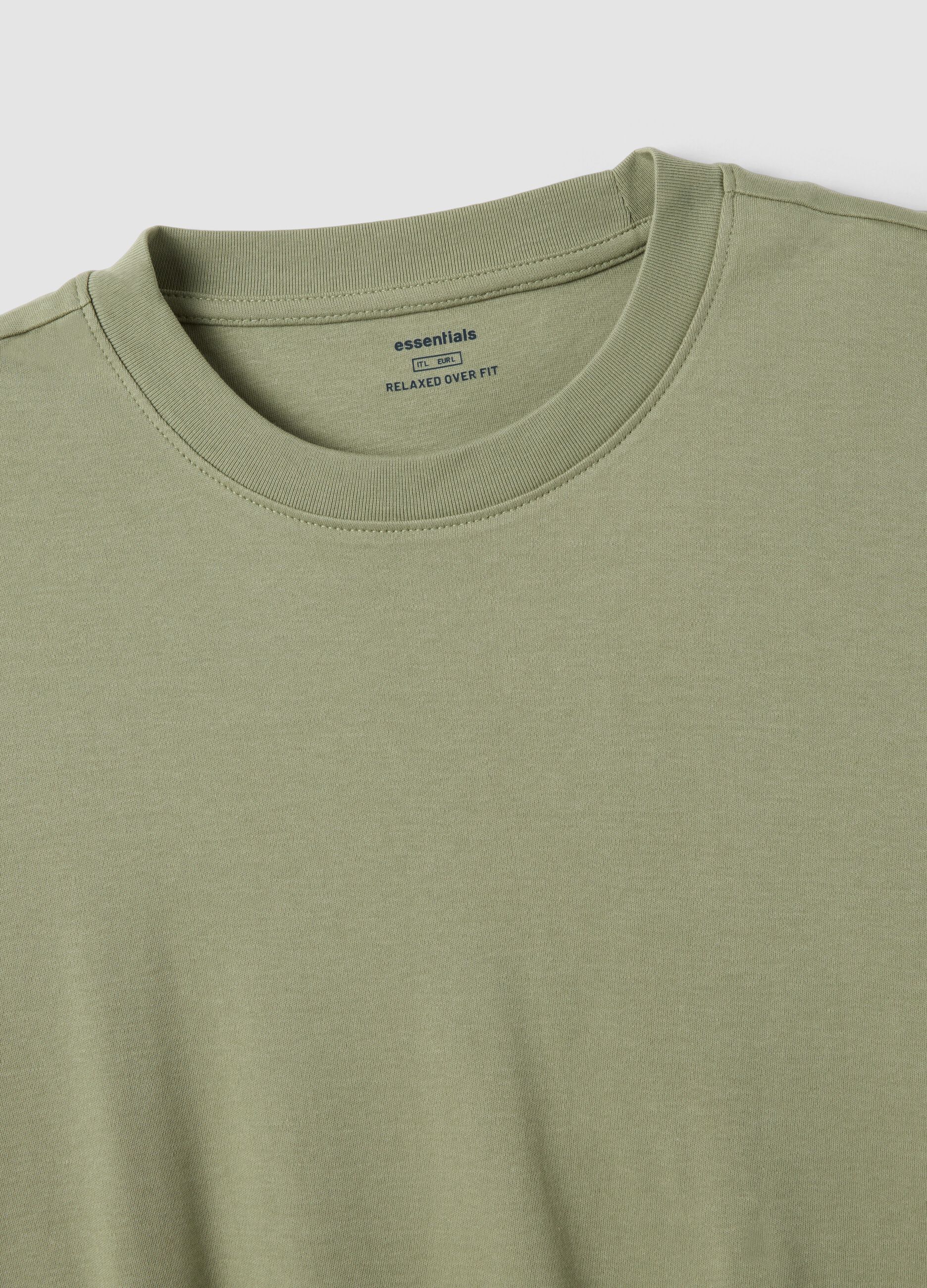 T-shirt a maniche corte in puro cotone verde relaxed fit