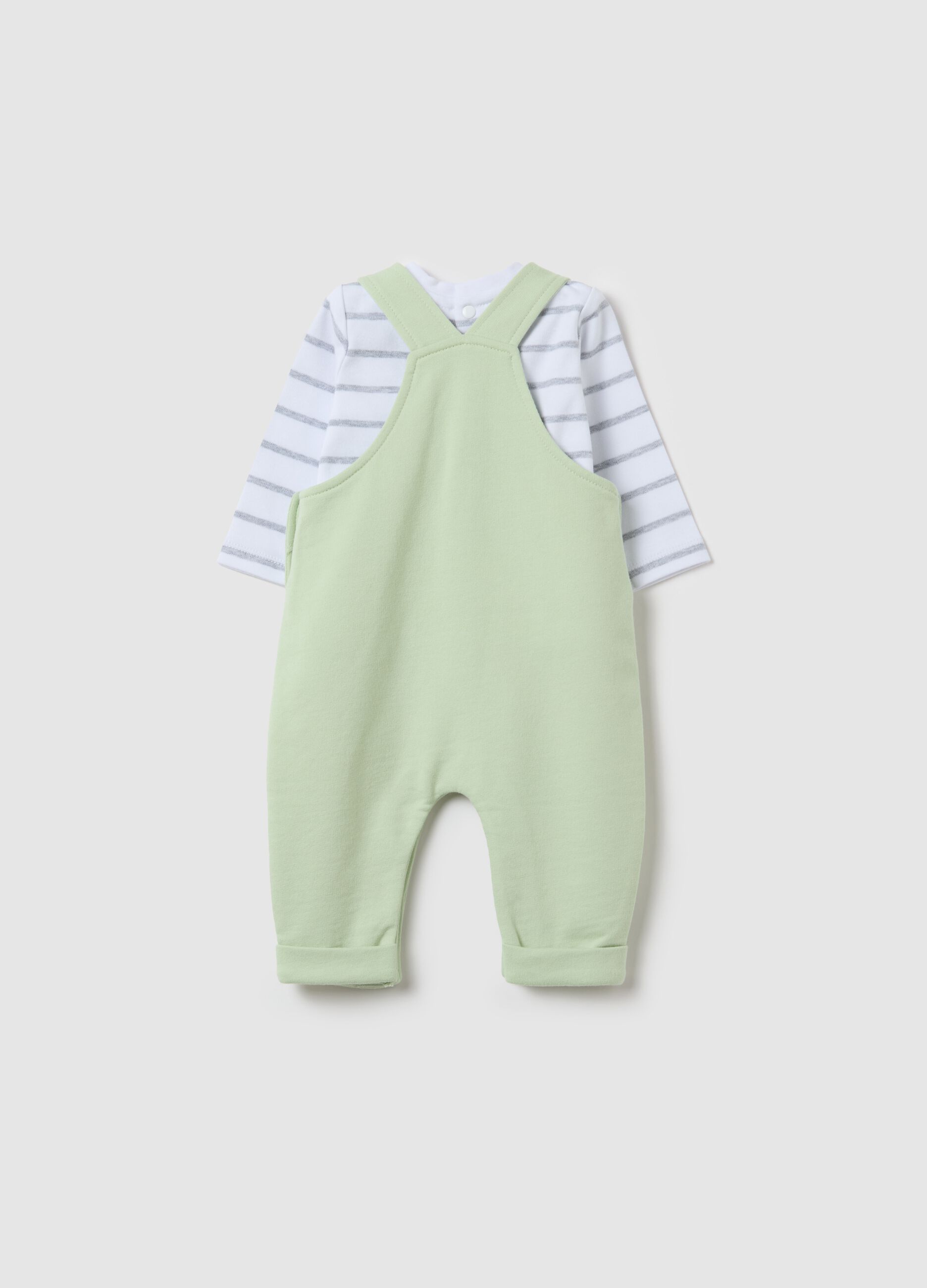 Dungarees and T-shirt set in cotton