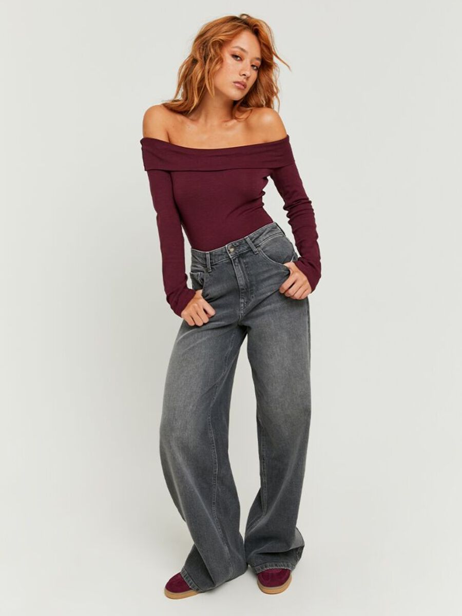 Pantaloni in cotone denim grigio regular fit_0