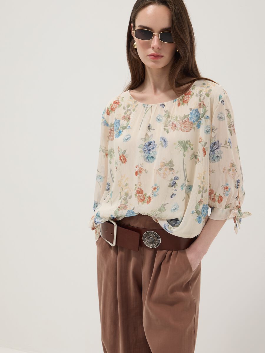 Pantaloni marroni in misto viscosa con fondo elasticizzato regular fit_3