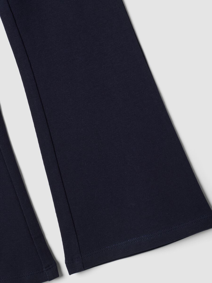 Leggings blu flare in cotone organico elasticizzato per bambina_3