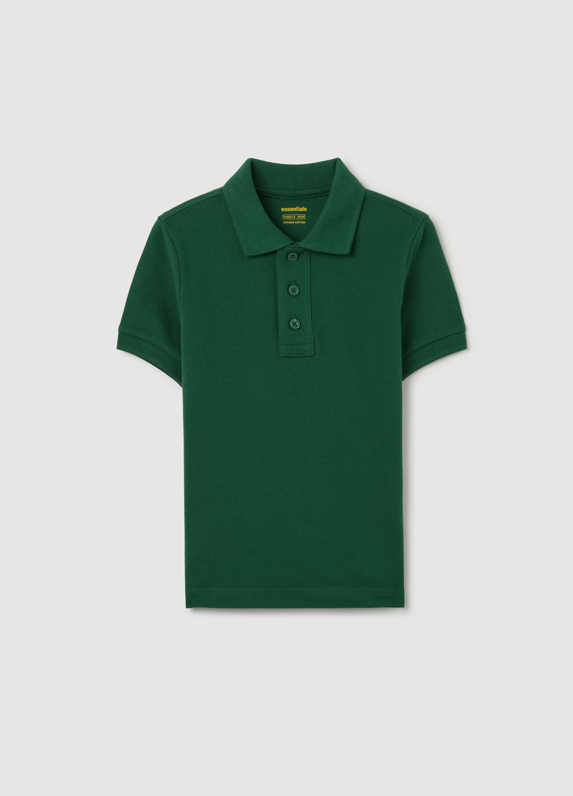 Essential green polo shirt in organic cotton