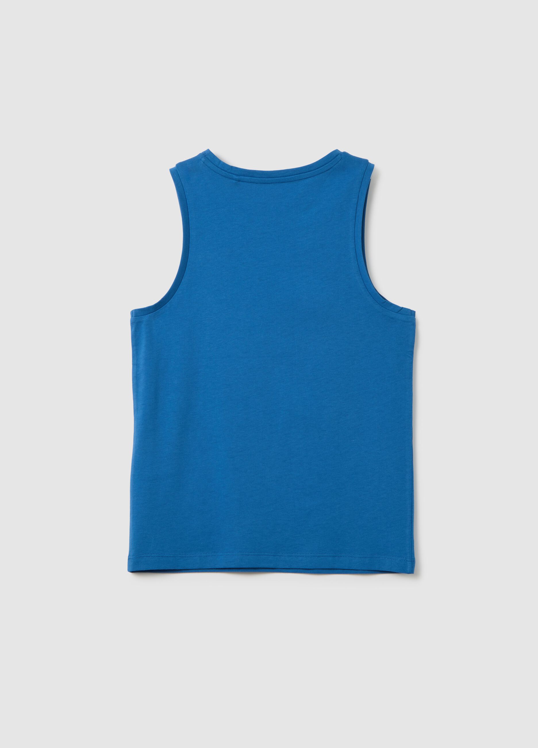Boy's regular fit blue cotton tank top