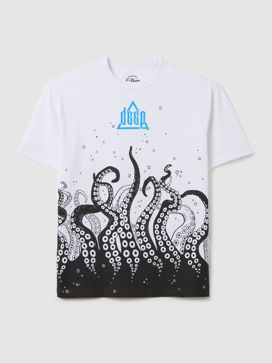 Cotton T-shirt with "Deep" octopus print_3