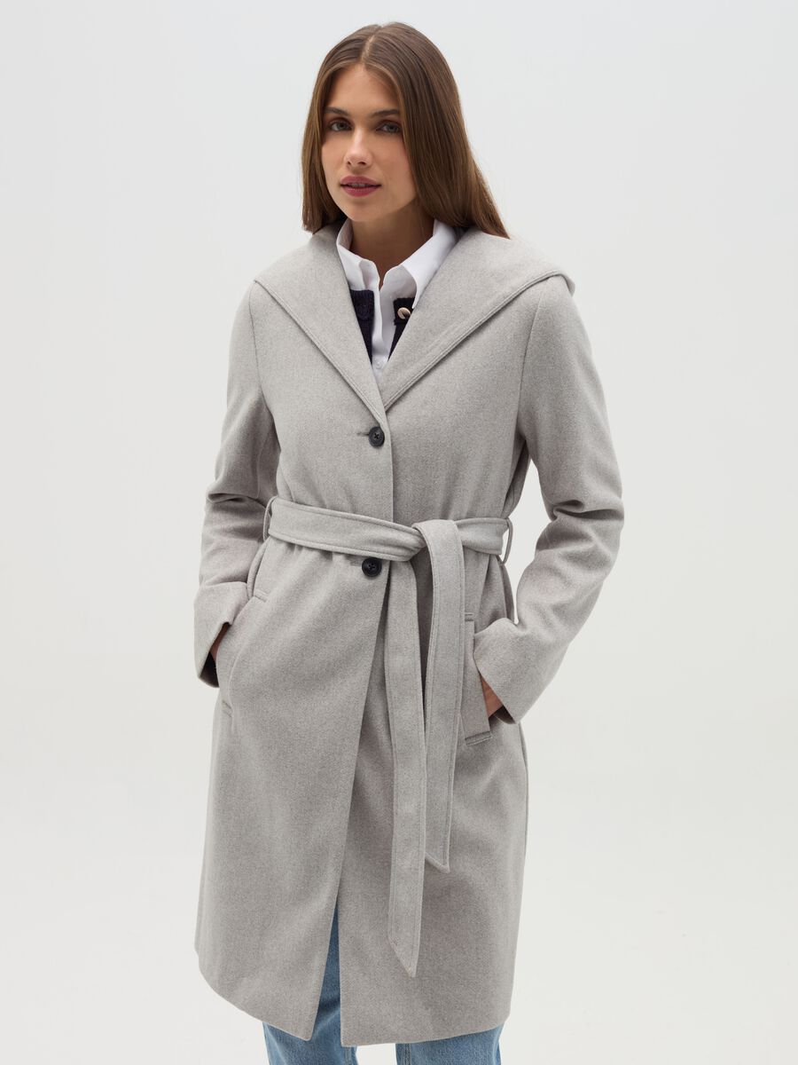 Coat in soft fabric with hood_0