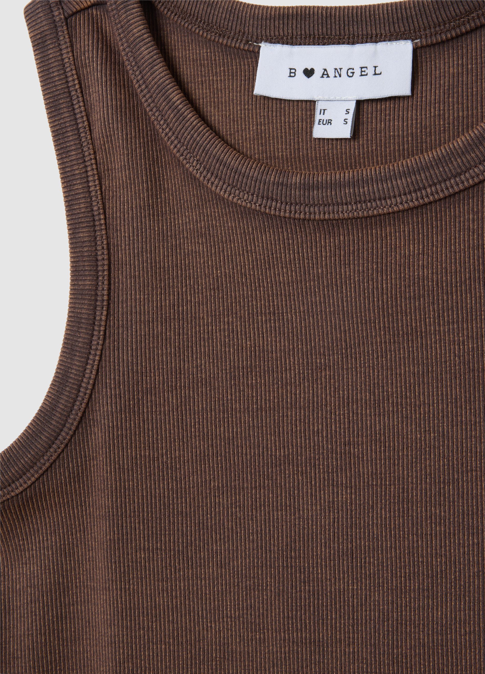 Fitted brown stretch cotton women's vest