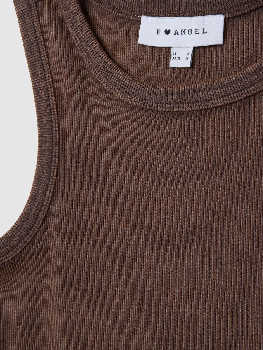Fitted brown stretch cotton women's vest_1