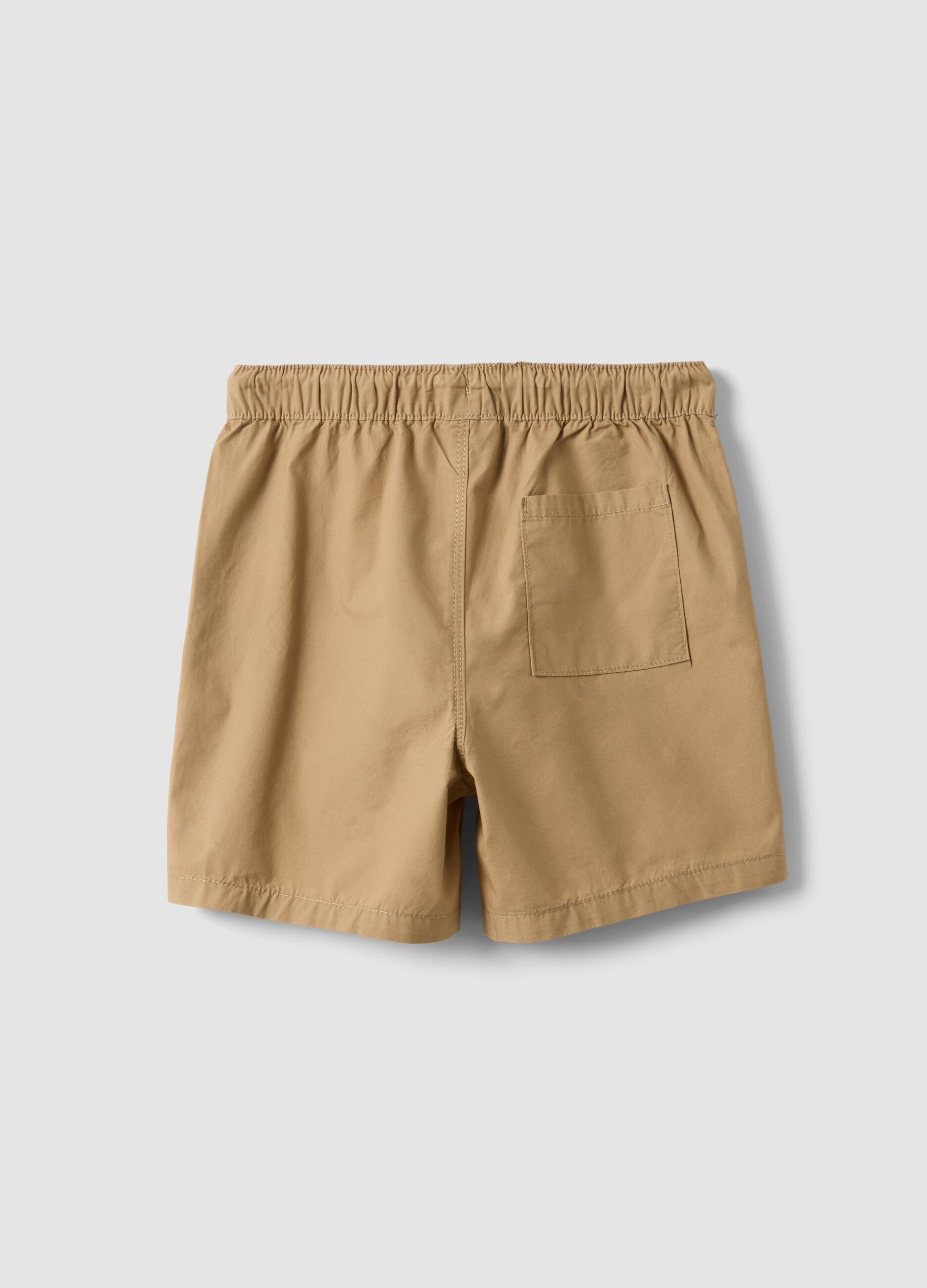 Beige pure cotton boys&rsquo; shorts, regular fit, with drawstring