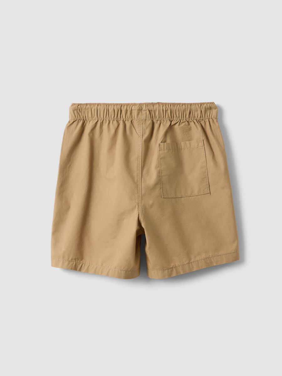 Beige pure cotton boys&rsquo; shorts, regular fit, with drawstring_1