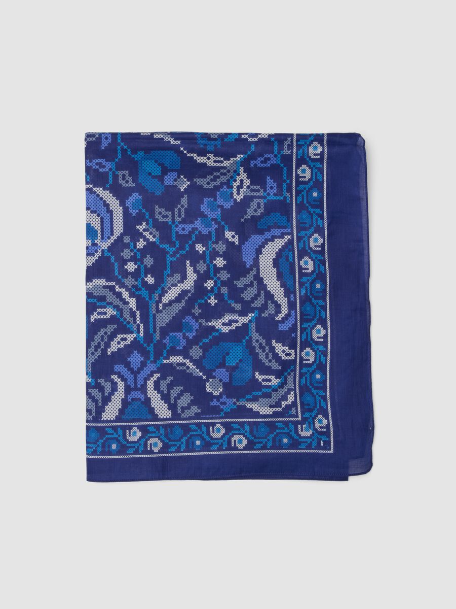 Pareo blu in puro cotone con stampa_1
