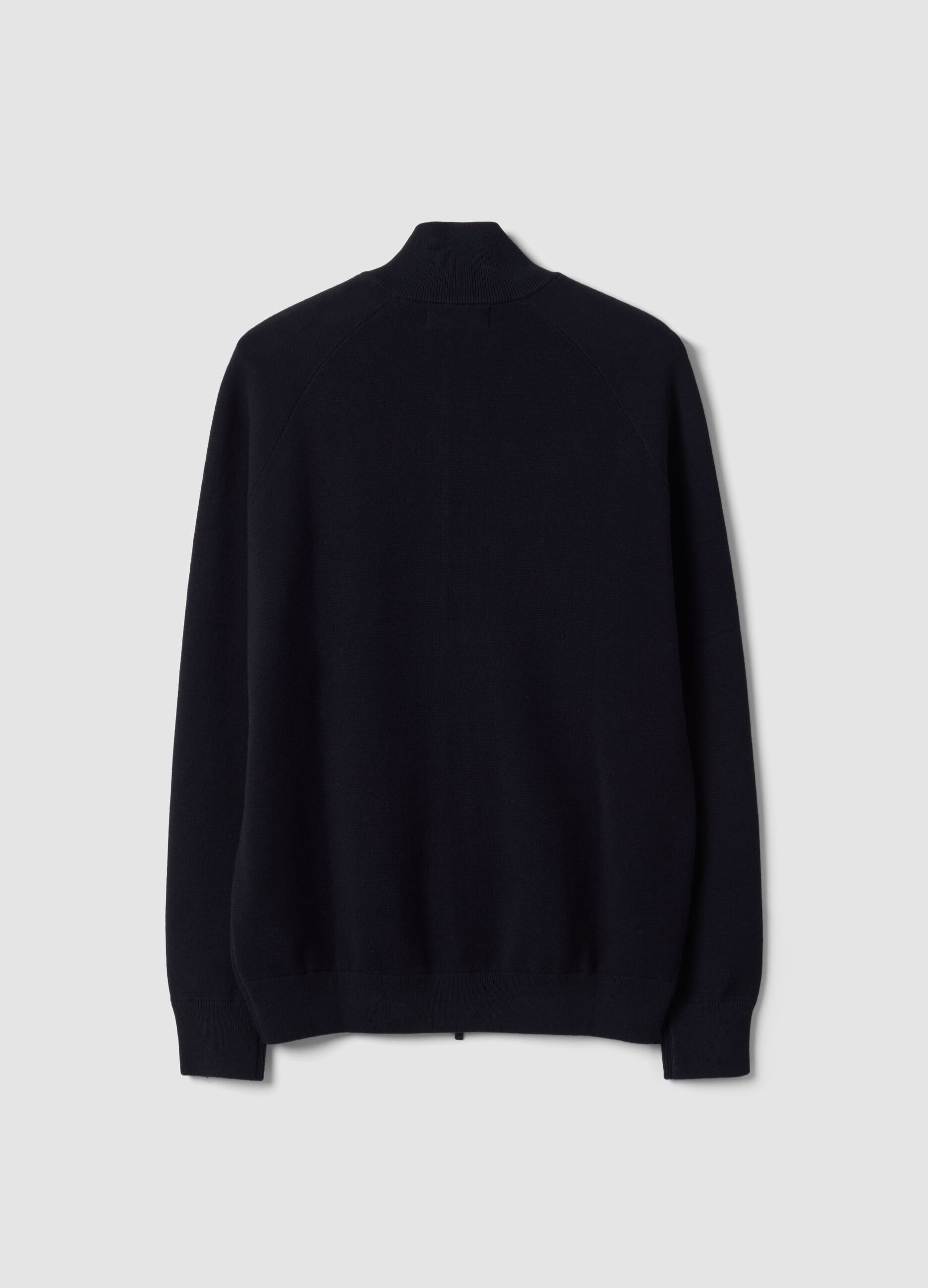 Blue cotton-blend cardigan with collar, regular fit