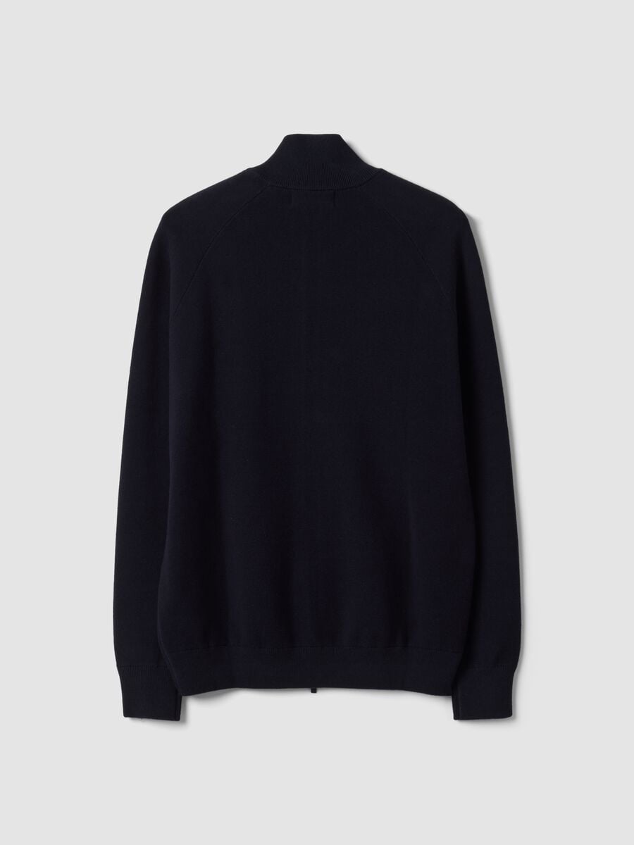 Cardigan blu in misto cotone con colletto regular fit_1