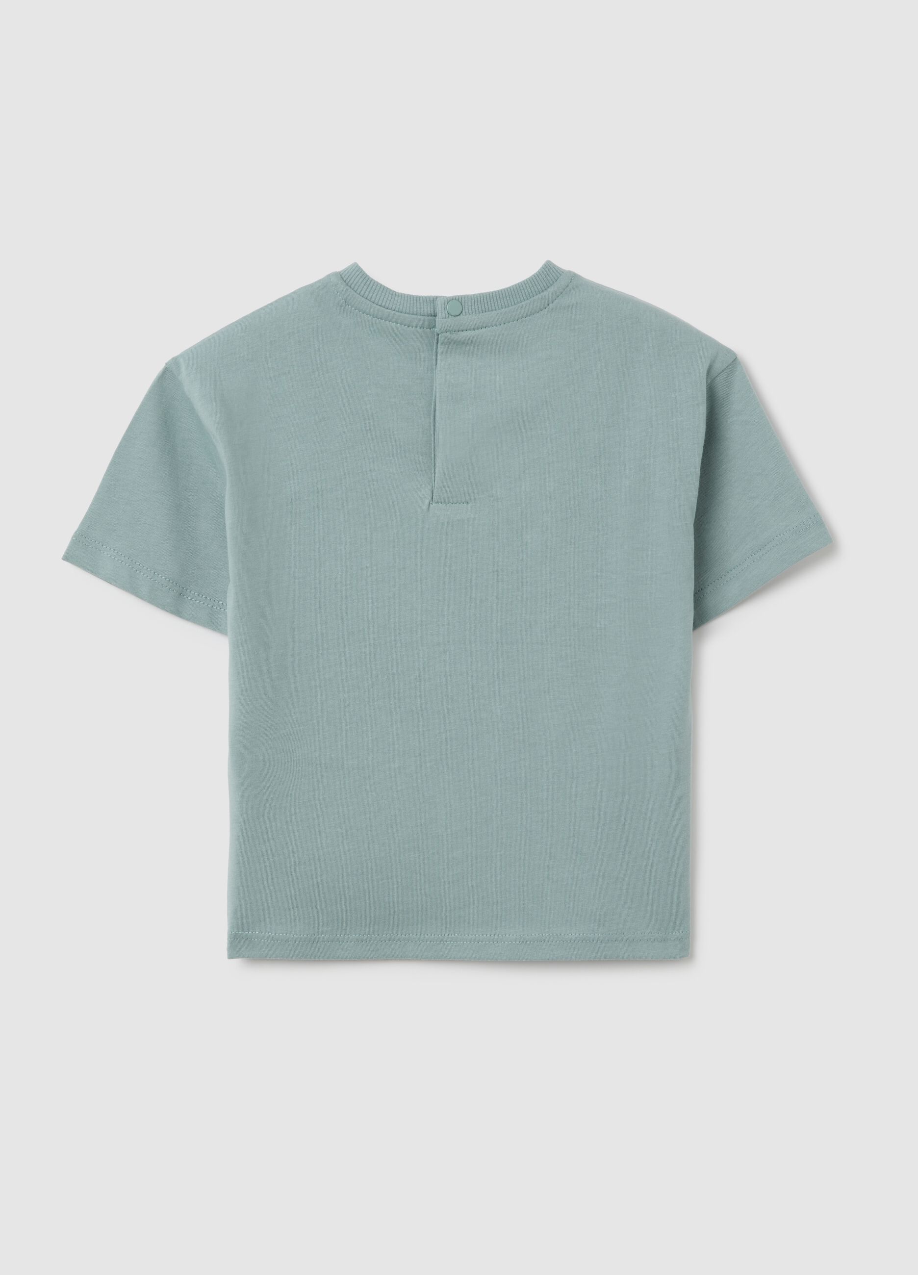 Children's green pure cotton T-shirt, regular fit