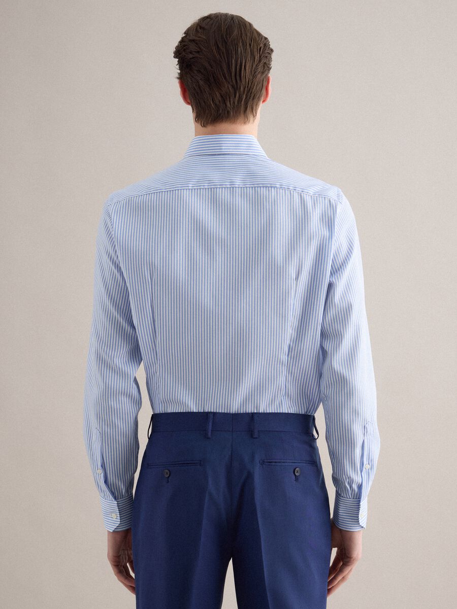 Multicolour striped slim fit pure cotton shirt_3