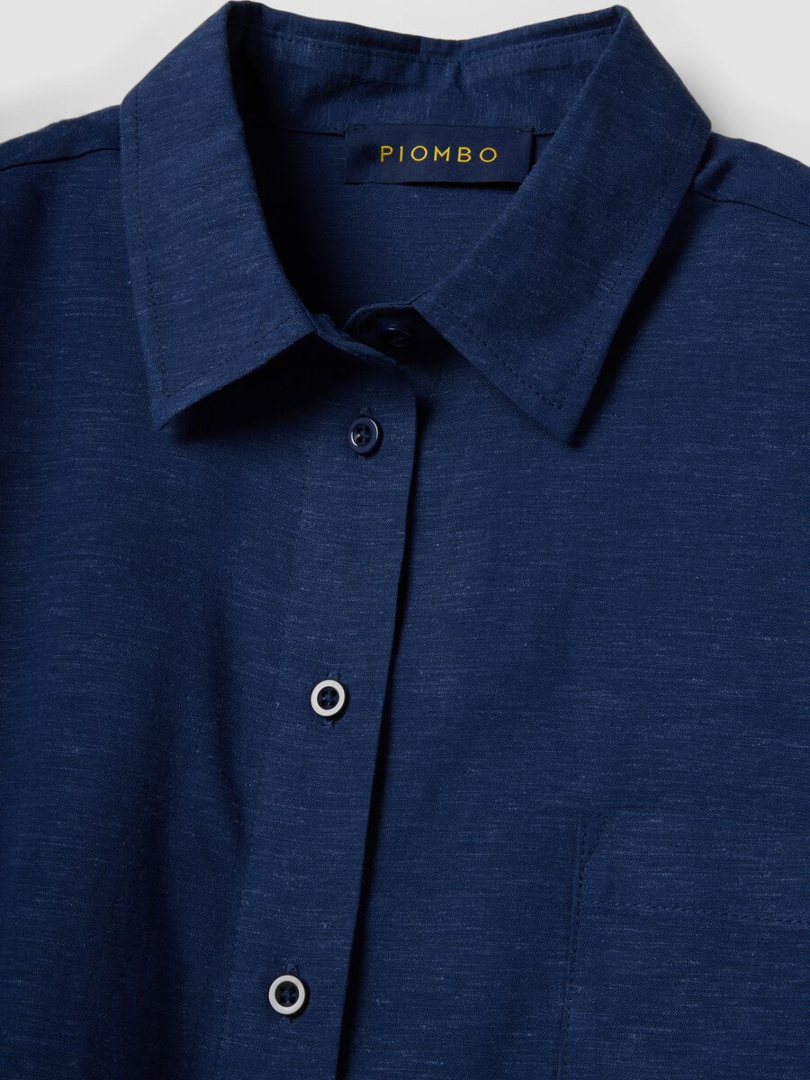 Blue viscose-linen blend overshirt, relaxed fit_5