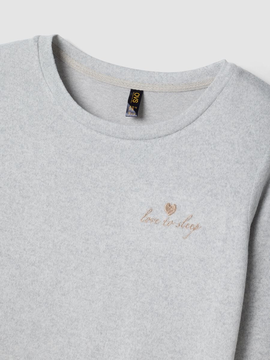 Grey stretch viscose pyjamas with crew neck_1