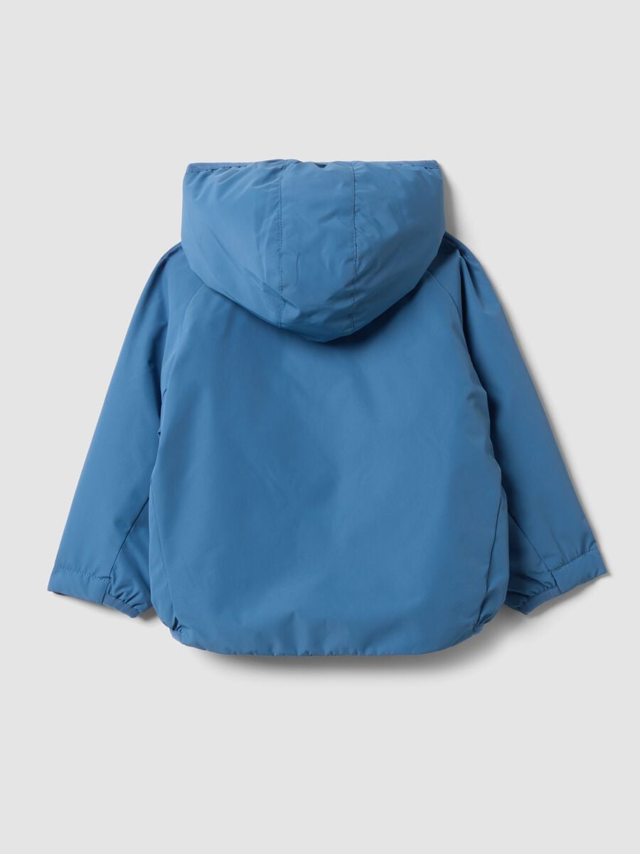 Blue water-repellent hooded jacket with zip, regular fit for boys_1