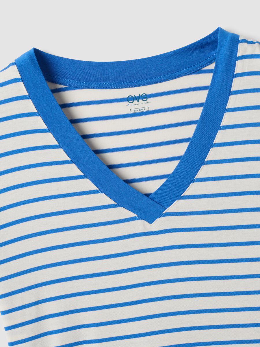 Blue striped stretch viscose T-shirt_1