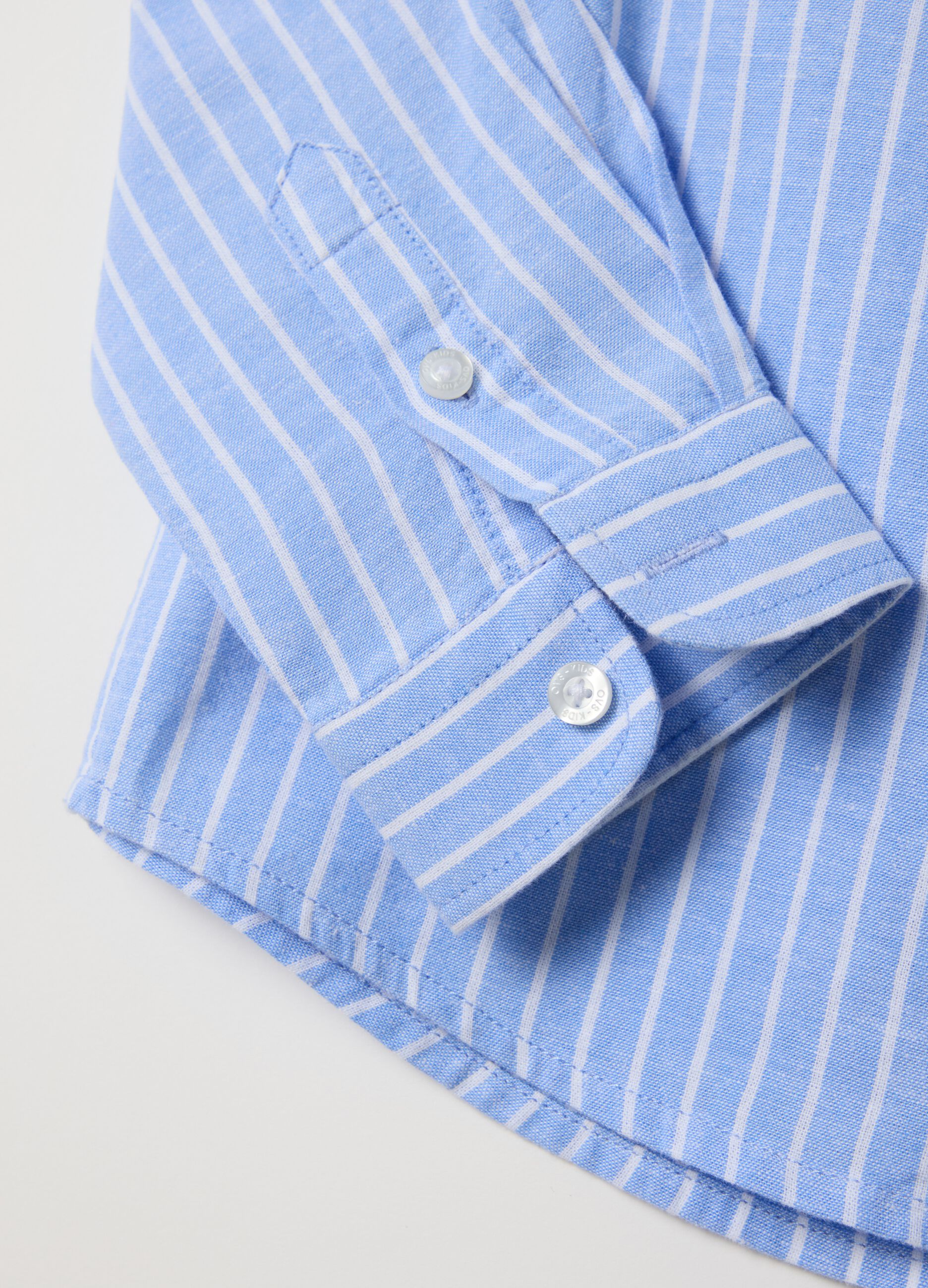 Light blue striped shirt in cotton and linen