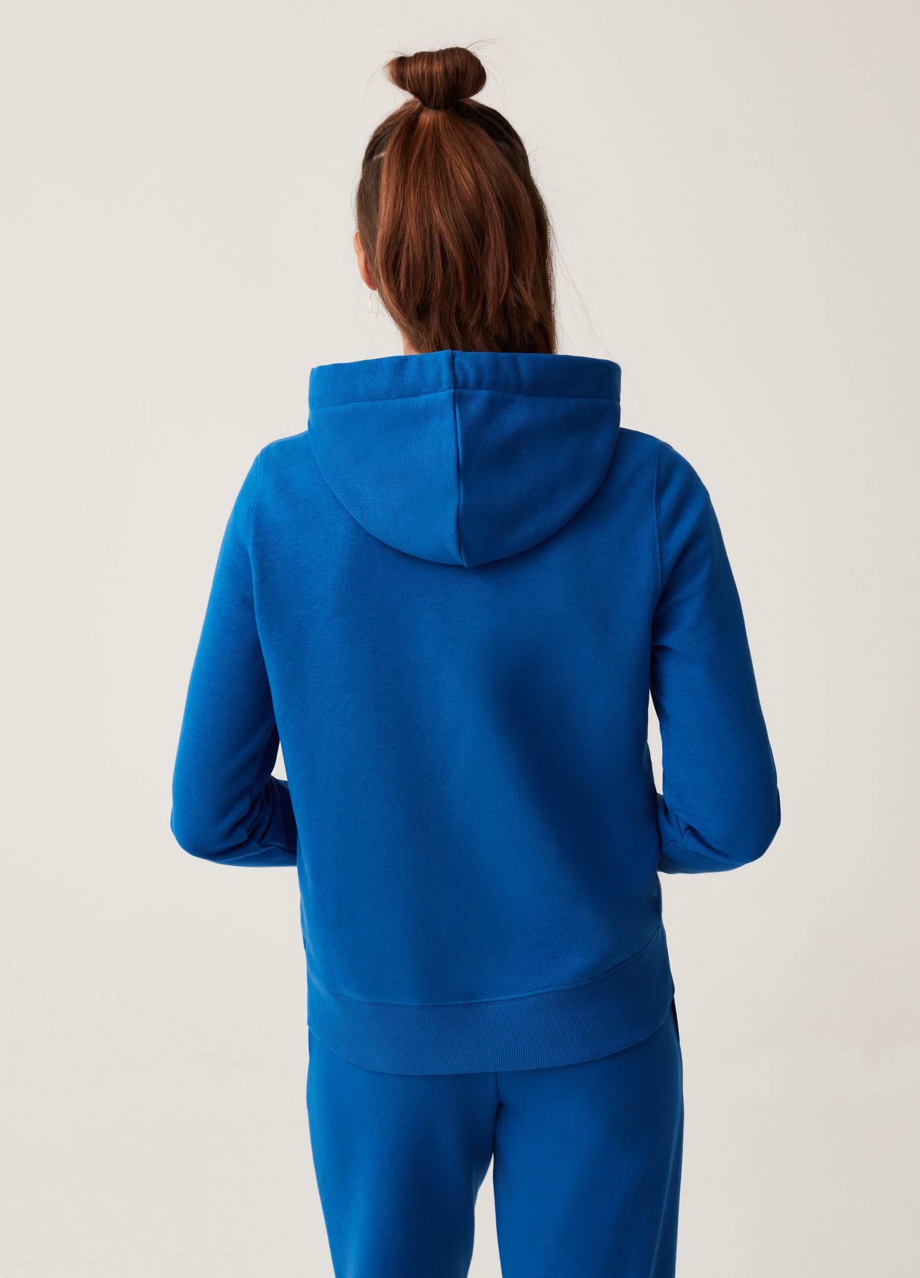 Fitness full-zip fleece sweatshirt with hood