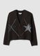 Brown stretch-wool cardigan with deep V-neck, oversized fit_0
