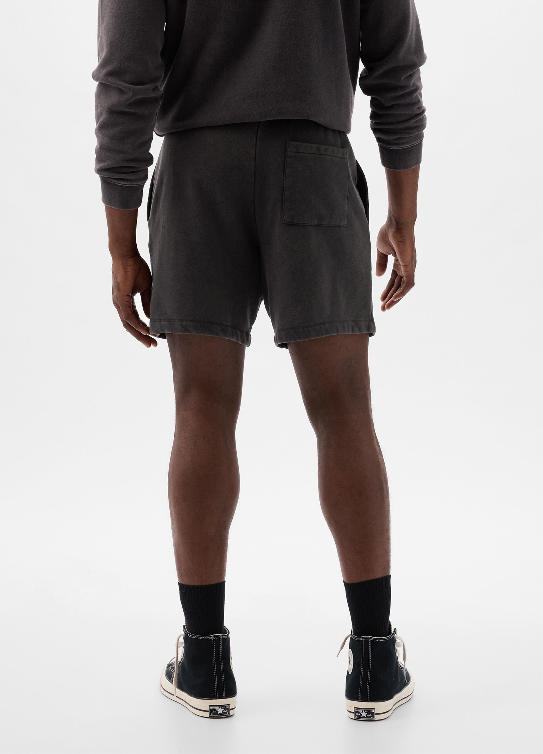 Bermuda joggers in fleece with drawstring