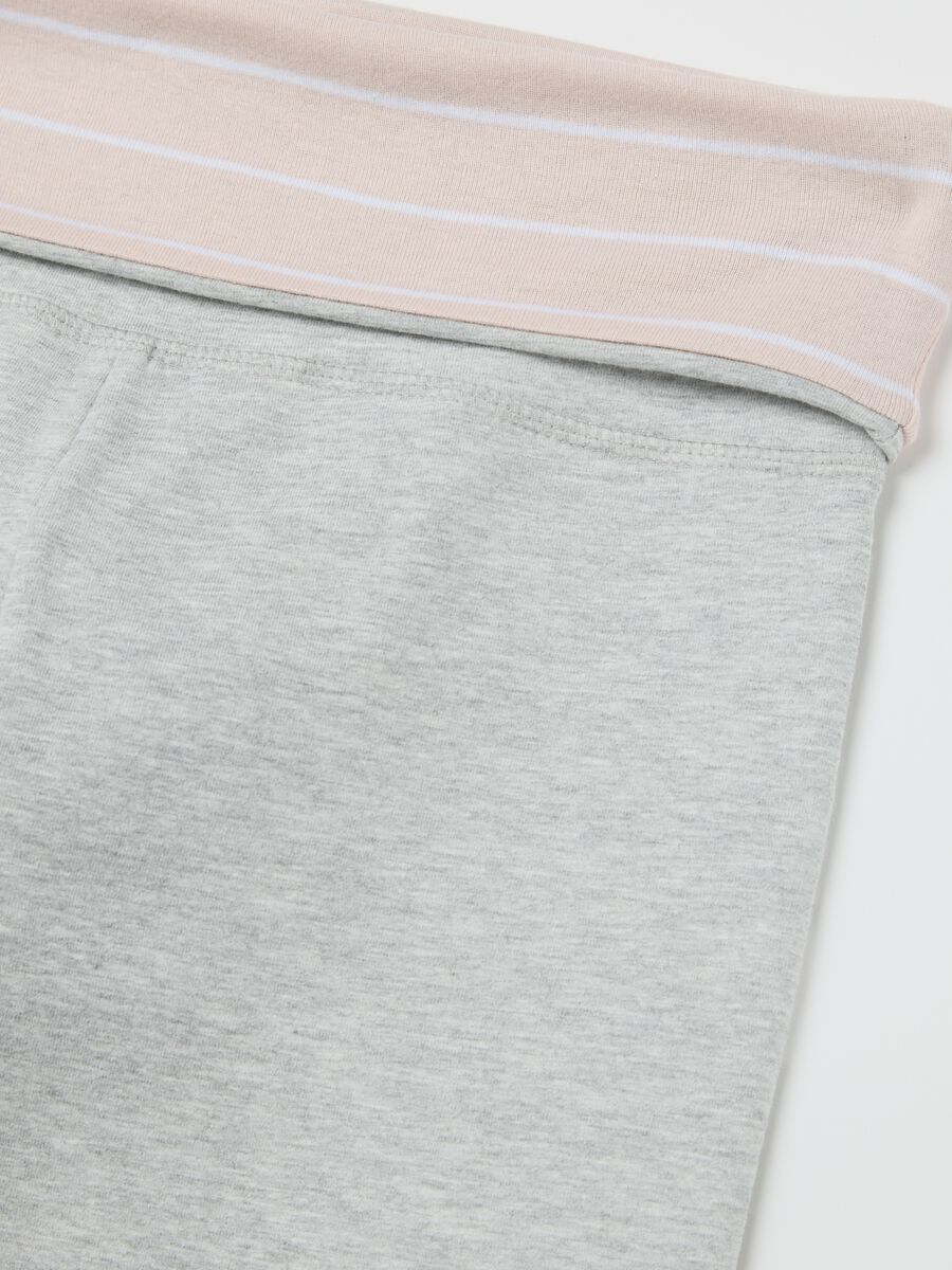 Grey flare-fit leggings with striped fold at the waist_5