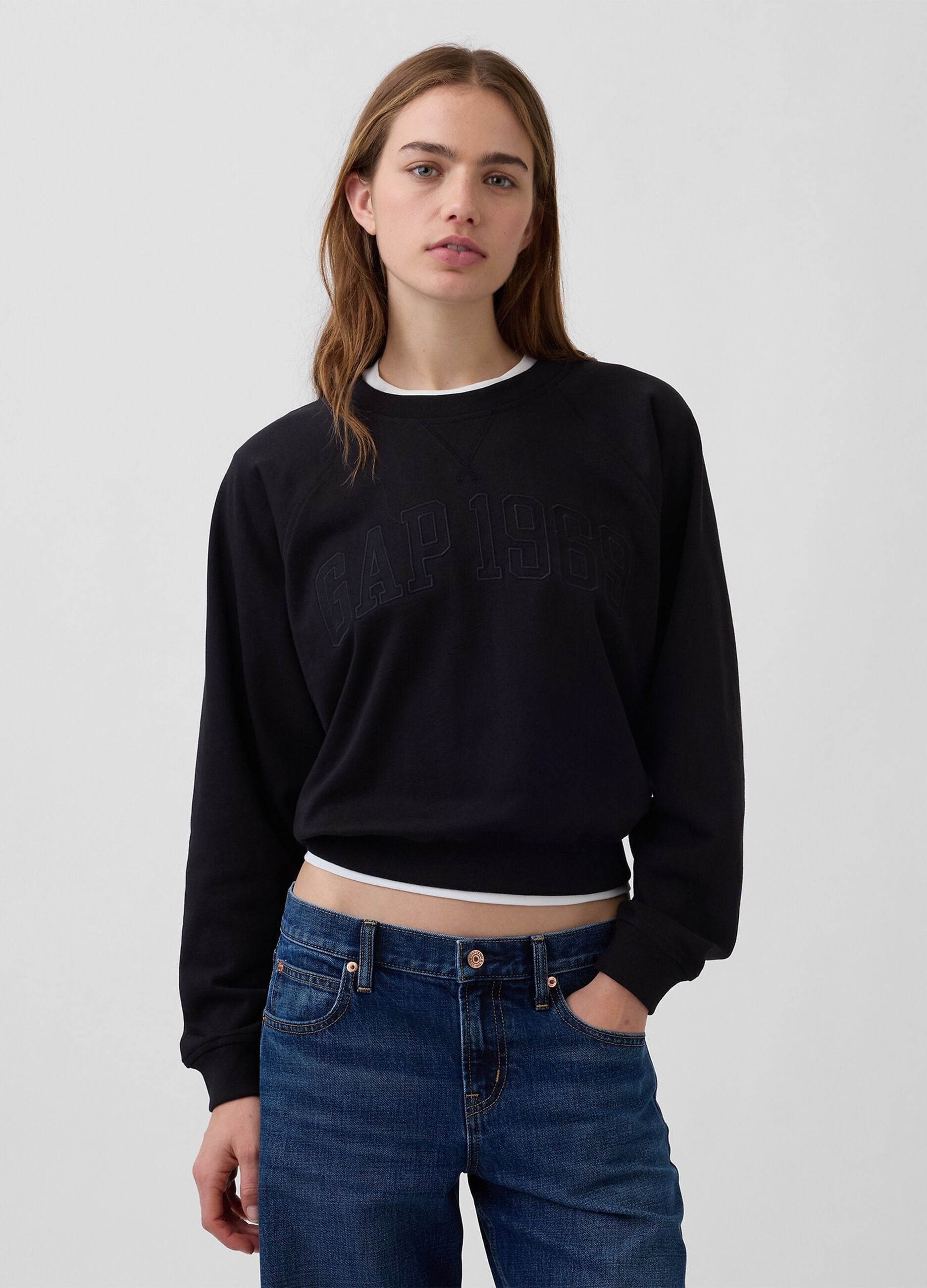Cotton-blend crew-neck sweatshirt