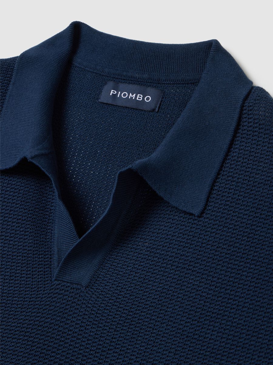 Men's blue pure cotton polo shirt regular fit_1